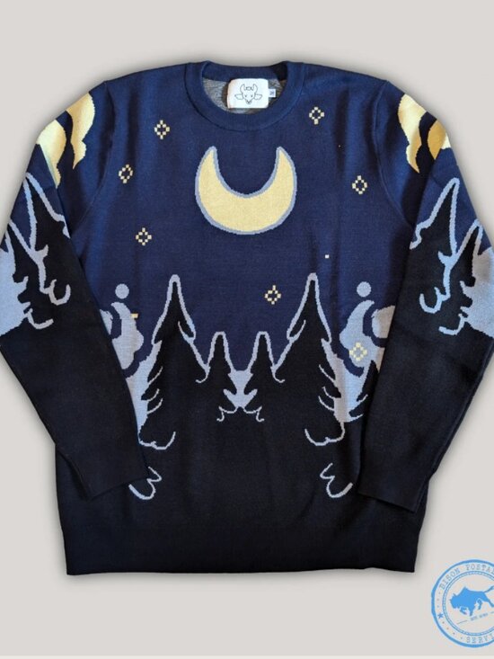 Bison Wares Other - Bison Wares Midnight Forest Moon Night Sky Pattern Knit Sweater